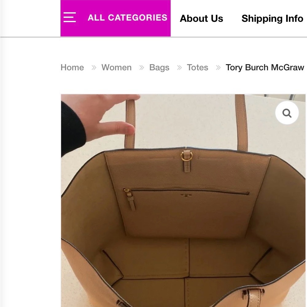 Tory Burch Cognac Pebbled Leather Tote